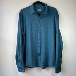 UNTUCKit Men’s L Teal Performance Long Sleeve Collar Shirt Performance Stretch